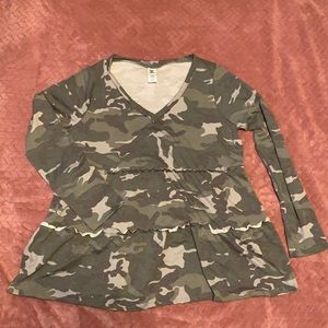 See In Love Camo Peplum Shirt